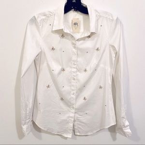 🆕 w/ tags Ann Taylor Perfect embellished jeweled shirt 0 / small